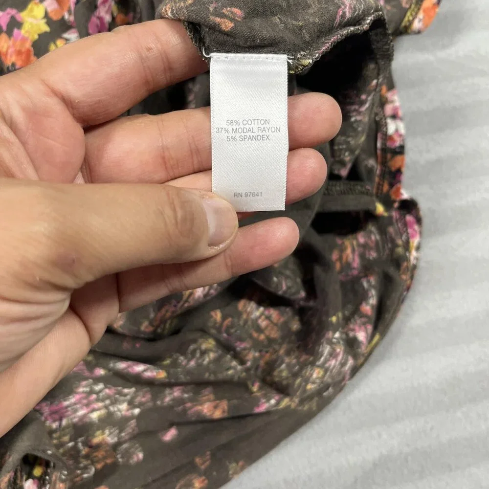 J Jill Dress Womens Large Tall Brown Floral Long Sleeve Drop Waist Stretch Tunic - Picture 4 of 8